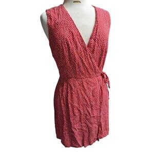 Limited Sleeveless Wrap Dress Womens S Red White Polka Dot Summer Coastal Preppy